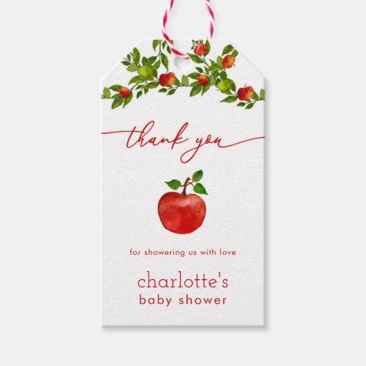 秋アップルベビーシャワーメッセージカード ギフトタグ (正面)