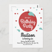 秋アップル紙吹雪ハート誕生日招待状 ポストカード (正面/裏面)