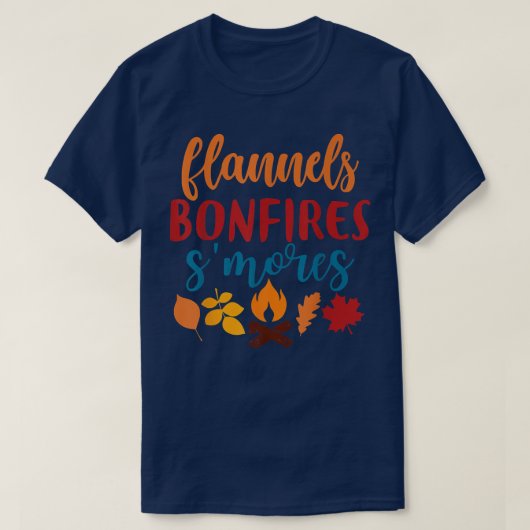 秋アパレル、フランネルズ焚き火の手、秋 Tシャツ (デザイン正面)