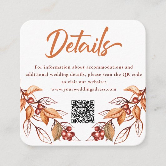 秋アーストンテラコッタ結婚のエンクロージャカード エンクロージャーカード (正面)