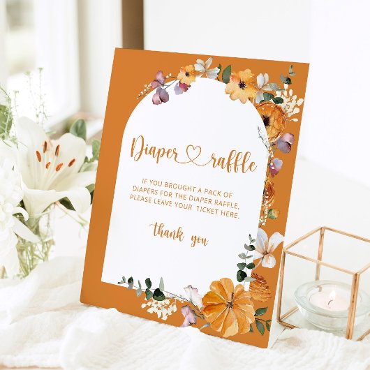 秋アーチカボチャおむつラッフルペデスタルサイン 台座サイン