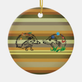 秋アートヘッジホグズラブオーナメント セラミックオーナメント