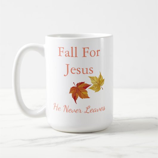 秋イエスのために彼は決してマ離れグしない コーヒーマグカップ (左)