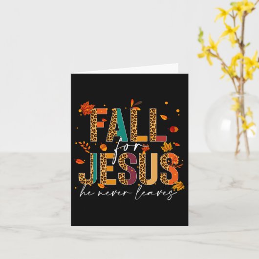 秋イエスはキリスト教の信仰葉を決して信じない カード (黄色い花)