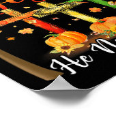 秋イエスは決してカボチャ葉ンの感謝神に感謝 ポスター (角)