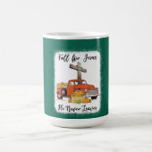 秋イエスは決してパンプキント葉ラックに乗らない感謝してい コーヒーマグカップ (中央)