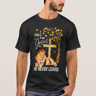 秋イエスは決してライオンイエス葉スクロスChをしない Tシャツ