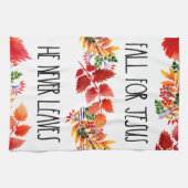 秋イエスは決して信仰を葉持ちない キッチンタオル (横)