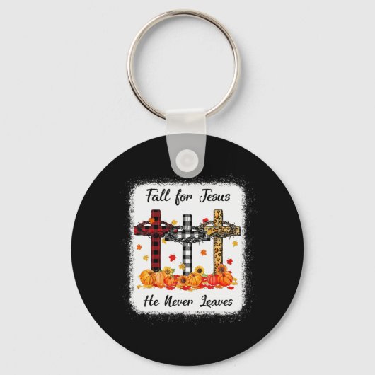 秋イエスは決して感謝のパンプリ葉ーを感謝しない キーホルダー (正面)