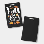 秋イエスは決して感謝の葉キリストを与えない バッジ (正面＆裏面)