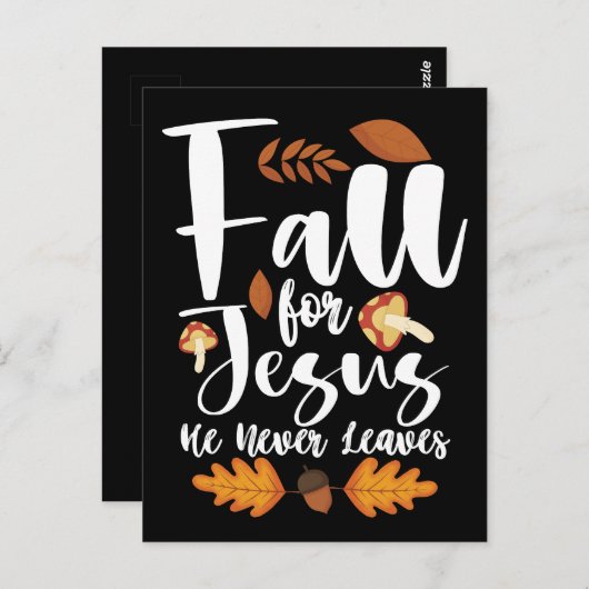 秋イエスは決して感謝の葉キリストを与えない ポストカード (正面/裏面)