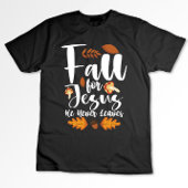 秋イエスは決して感謝の葉キリストを与えない Tシャツ