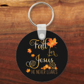 秋イエスは決して秋の葉クリスチャンのPrを行わない キーホルダー (正面)