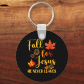 秋イエスは決して秋の葉クリスチャンのPrを行わない キーホルダー (正面)