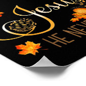 秋イエスは決して秋の葉クリスチャンのPrを行わない ポスター (角)