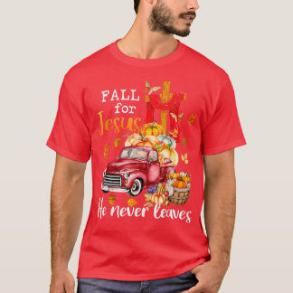 秋イエスは決して秋の葉クリスチャンのPrを行わない Tシャツ