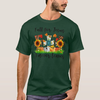 秋イエスは決して秋の葉クリスチャンのPrを行わない Tシャツ
