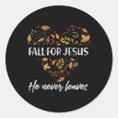 秋イエスは決して秋の葉クリスチャン1 ラウンドシール (正面)