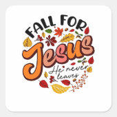秋イエスキリスト決して離れ秋感謝祭 スクエアシール (正面)