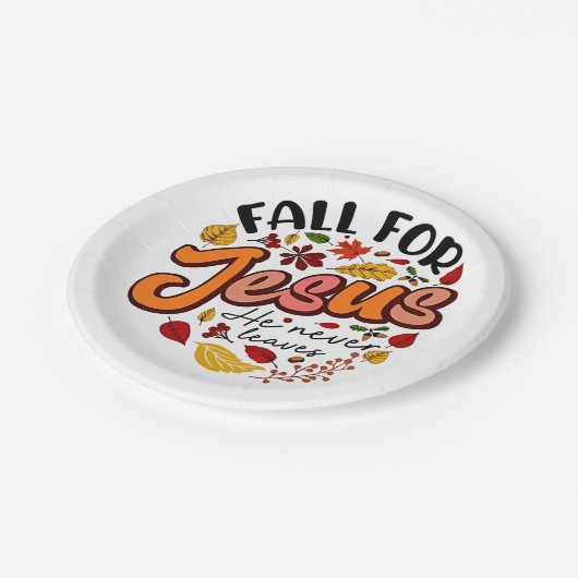 秋イエスキリスト決して離れ秋感謝祭 ペーパープレート (アングル)