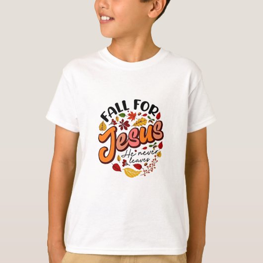 秋イエスキリスト決して離れ秋感謝祭 Tシャツ (正面)
