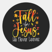 秋イエス様は秋の感謝祭葉には一度も参加 ラウンドシール (正面)