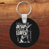 秋イエス・キリスト教の感謝祭葉に決して参加しない キーホルダー (正面)
