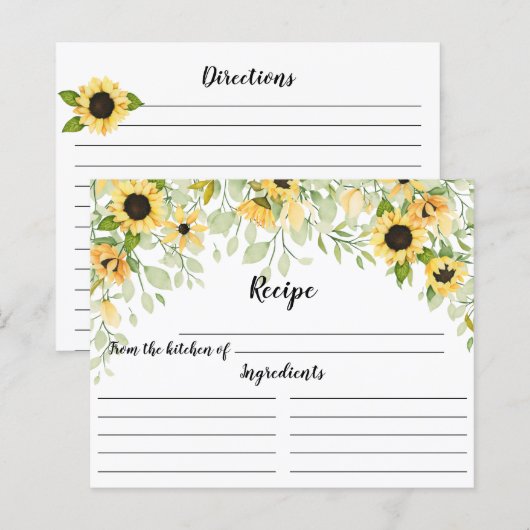 秋イエローサンフラワーブライダルシャワーレシピポスト (正面/裏面)