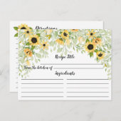 秋イエローサンフラワーブライダルシャワーレシピ ポストカード (正面/裏面)