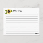 秋イエローサンフラワーブライダルシャワーレシピ ポストカード (裏面)