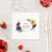 秋イエローサンフラワー結婚フローラ スタンダードカクテルナプキン (インサイチュ)