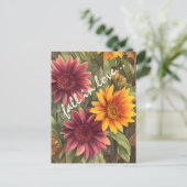 秋インかわいらしラブ秋の花フローラ ポストカード (スタンド正面)