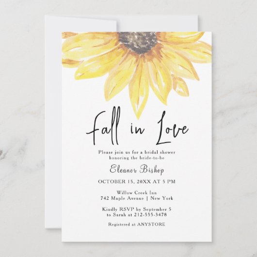 秋インひまわり赤エレガントちゃんシャワー 招待状 (正面)