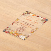 秋インエレガントラブブライダルシャワーかぼちゃの花 アクリル招待状 (レイダウン)