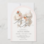 秋インエレガントラブホワイトボウフローラ赤ちゃんシャワー 招待状 (正面)