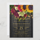 秋インエレガントラブ素朴なバーンドウッド婚約 招待状 (正面)