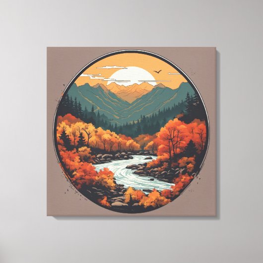 秋インザマウンテンカラフルズグラフィックアート キャンバスプリント (正面)