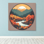 秋インザマウンテンカラフルズグラフィックアート キャンバスプリント (インサイチュ (ウッドフロア))