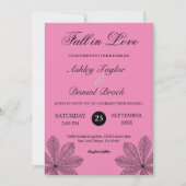 秋インシンプルラブ赤面ピンクボホ秋結婚の 招待状 (正面)