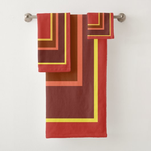 秋インディアンコーンイエローレッドオレンジジオメトリック バスタオルセット (インサイチュ)