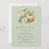 秋インフローラパンプキンセージ緑のベビーシャワー 招待状 (正面)