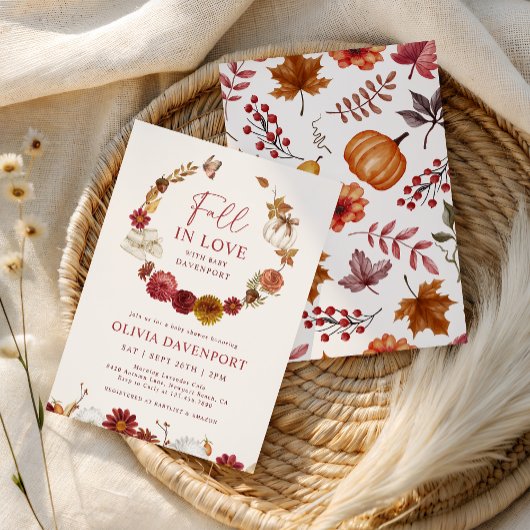 秋インフローラ秋素朴赤ちゃんシャワー 招待状