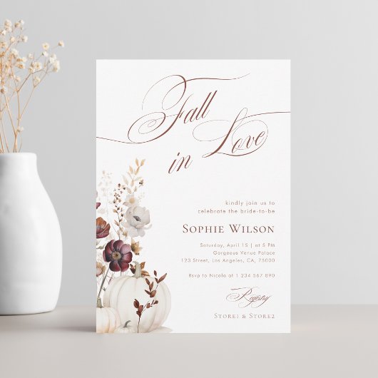秋インブライダルシャワーかぼちゃワイルドフラワー 招待状