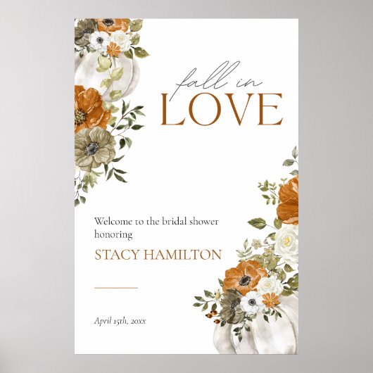 秋インブライダルシャワーウェルカムサイン ポスター (正面)