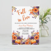 秋インブライダルシャワーパンプキンパープルフラワーズ 招待状 (スタンド正面)