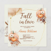 秋インブライダルシャワーパンプキ素朴ンパンパ 招待状 (正面/裏面)