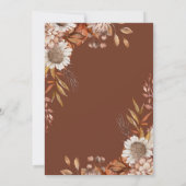 秋インブライダルシャワーボホラストサンフラワー 招待状 (裏面)