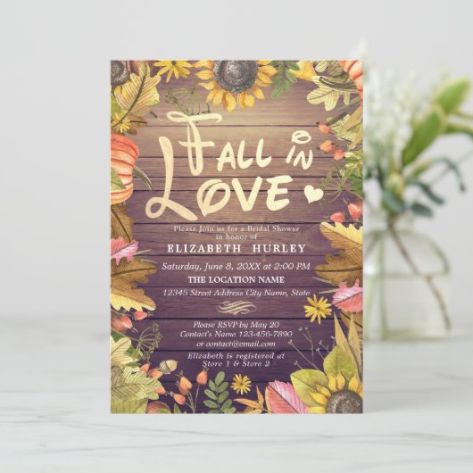 秋インブライダルシャワーメープルサンフラワーウッド 招待状 (スタンド正面)