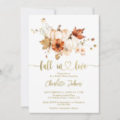 秋インラストラストパンプキン金ゴールドクリームブライダルシャワー 招待状 (正面)