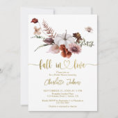 秋インラストラストフローラパンプキンブライダルシャワー 招待状 (正面)